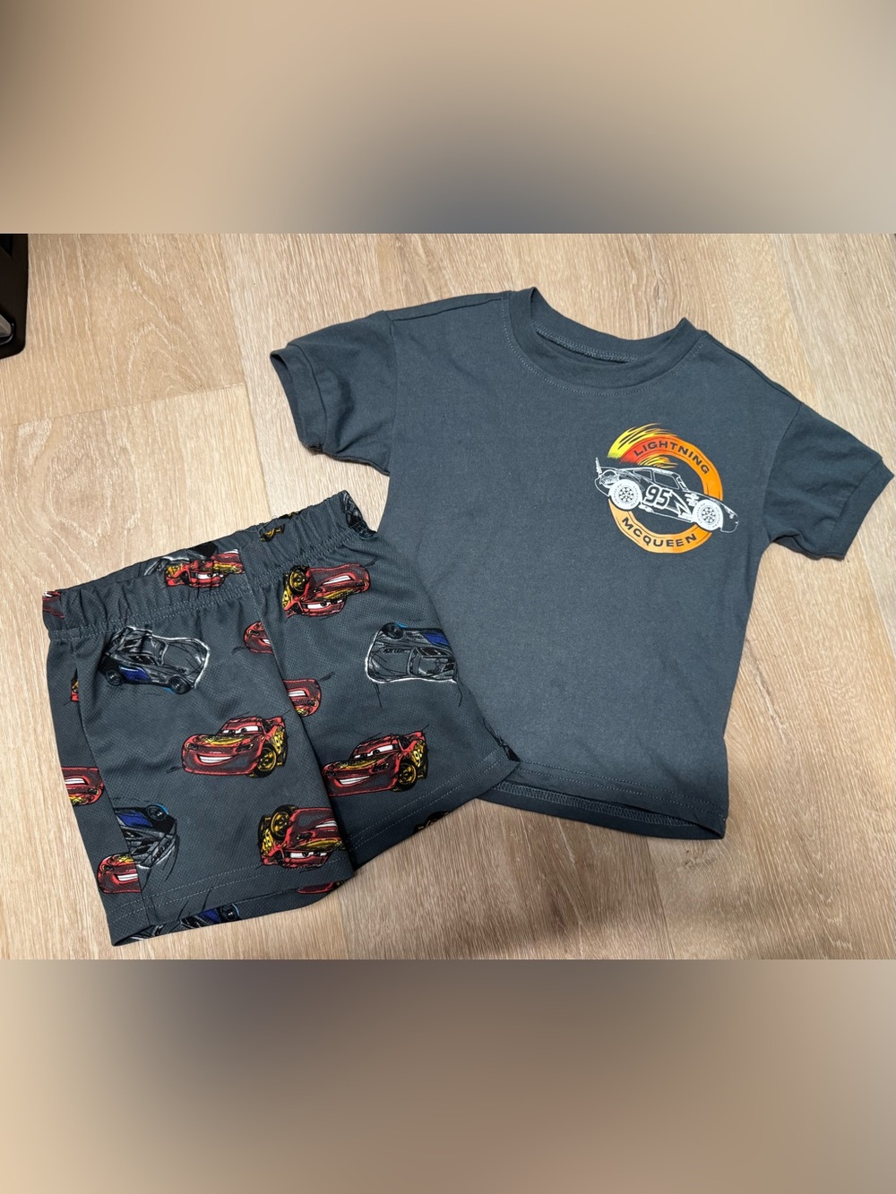Disney Lightning McQueen Gray and Red Kids Matching Tee & Shorts Set